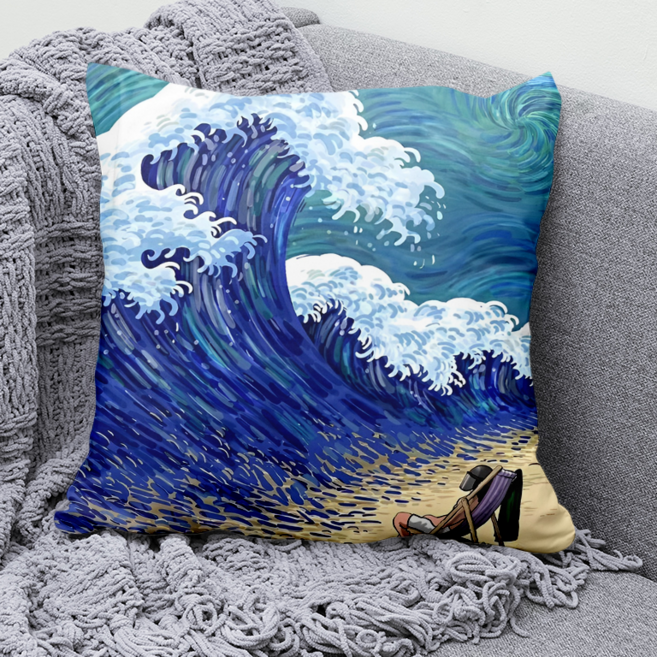 빈센트 반 고흐 별밤 일러스트 사각쿠션 양면소파쿠션 솜포함 영감 감성 예술 힐링 거실 사무실 침실 장식 세탁편리 방꾸미기 선물용 포근함 인테리어, 고흐풍의 명화-10, 45 x 45CM 솜포함 양면쿠션