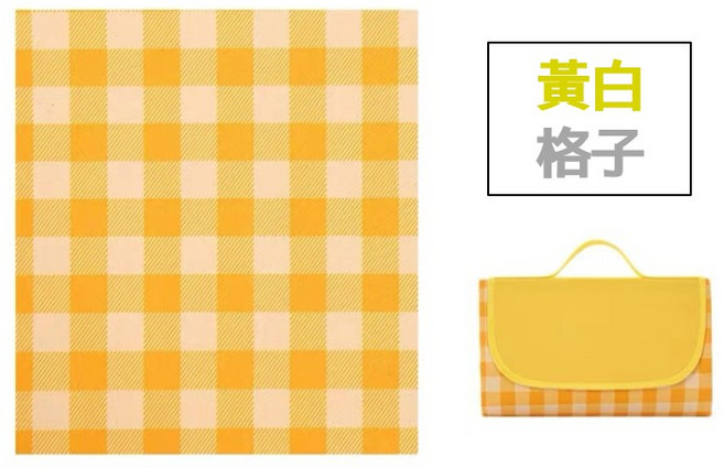 野餐墊 加大尺寸 露營墊 防潮墊 防水牛津布 爬行墊 遊戲墊, 黃白格子,200ｘ200 cm