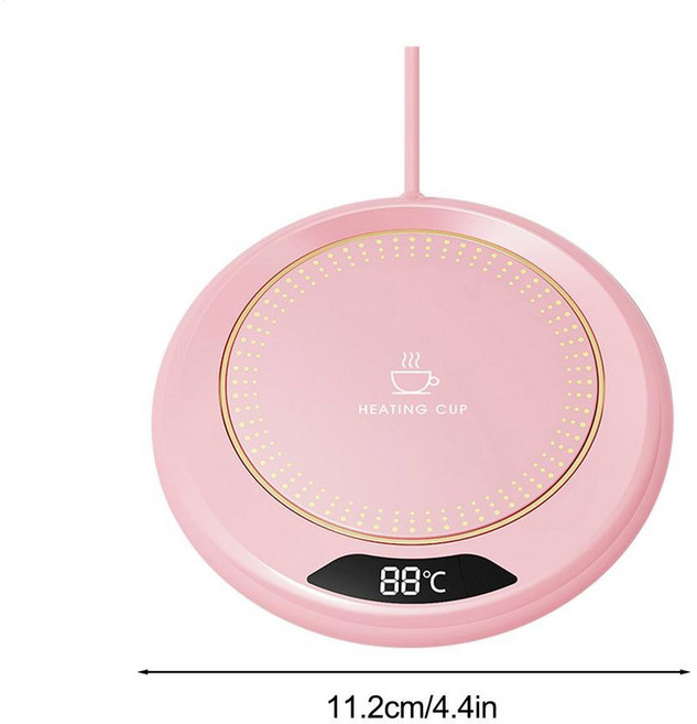USB 컵 워머 커피 머그컵 히팅 터 3단계 온도 온도 조절 핫 플레이트 우유 차 물 가열 패드 컵 히터, 분홍색, 1개