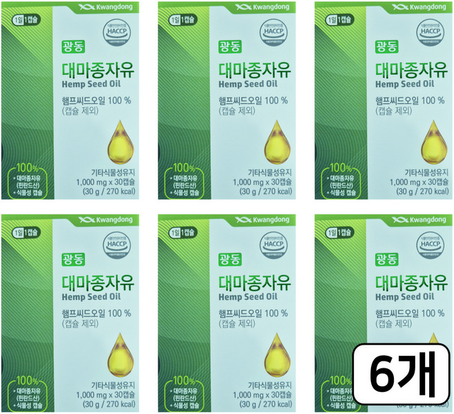 광동 [광동] 대마종자유 1000mg, 30정, 6개