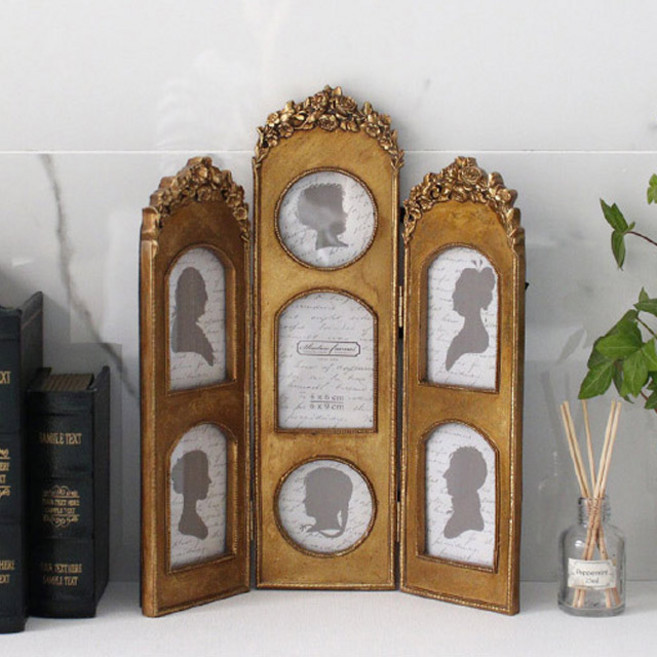 골드 로즈 파티션 액자 장미 삼면경 사진액자 포토 프레임 인테리어 디자인 아이디어 상품, 1개