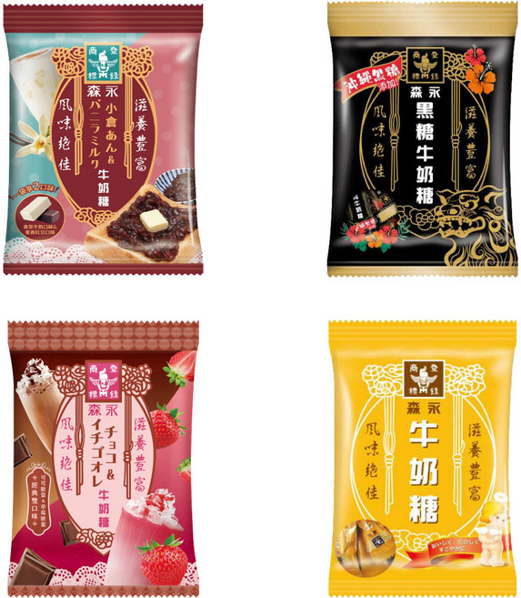 森永 牛奶糖(袋裝) 4包組 蜜香/巧莓歐蕾/經典原味/沖繩黑糖, 1個, 4包組   90g巧莓歐蕾, 90g
