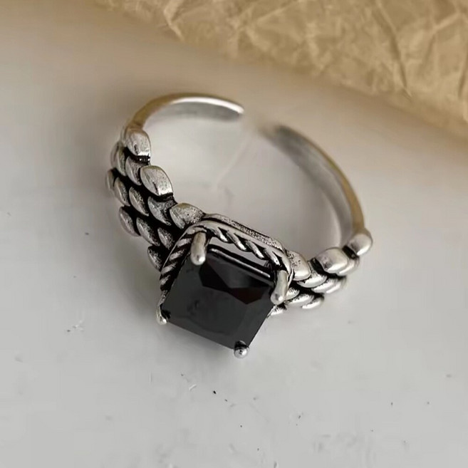 웰리나 엔틱 오닉스 반지 여성 반지 오픈반지