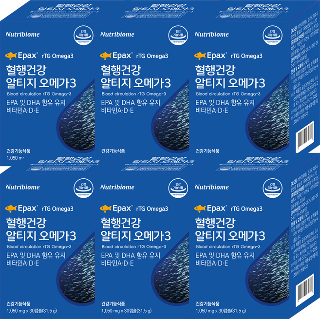 캐나다완제품 RTG 알티지 오메가3 1000 저온초임계 추출공법 어피 젤라틴, 30정, 6개