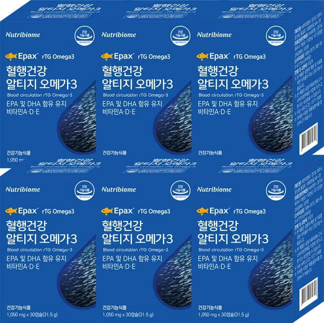 캐나다완제품 RTG 알티지 오메가3 1000 저온초임계 추출공법 어피 젤라틴, 30정, 6개 - 쿠팡