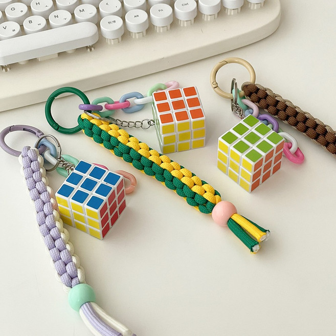스쿠비두 키링 만들기 매듭공예 단체 체험활동 큐브 선물 diy 세트, 1개, 그린레몬