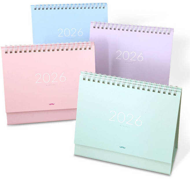 2026 봉주르 탁상 달력, 4개, 혼합색상