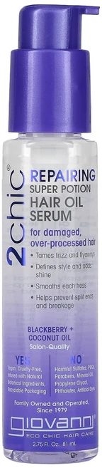 Giovanni 2chic 리페어링 슈퍼 포션 헤어 오일 세럼 블랙베리 + 코코넛오일 81ml(2.75fl oz), Giovanni2chic리페어링슈퍼포션헤어오일세럼블랙베, 1개, 81ml - 쿠팡