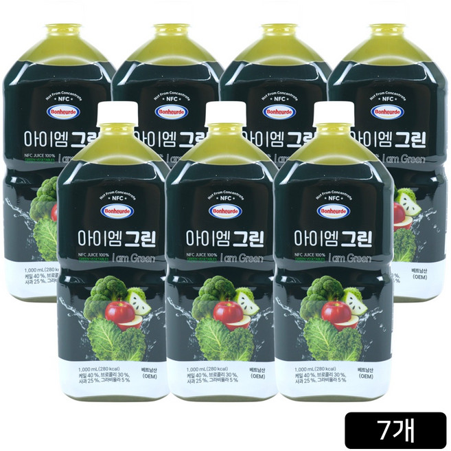 [홈쇼핑] 보넬드 아이엠 그린주스 100% NFC 착즙주스, 7개, 1L