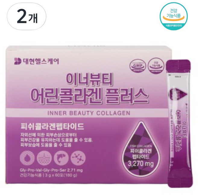 [대현헬스케어]이너뷰티 어린콜라겐플러스, 120개, 3gx60스틱, 3g