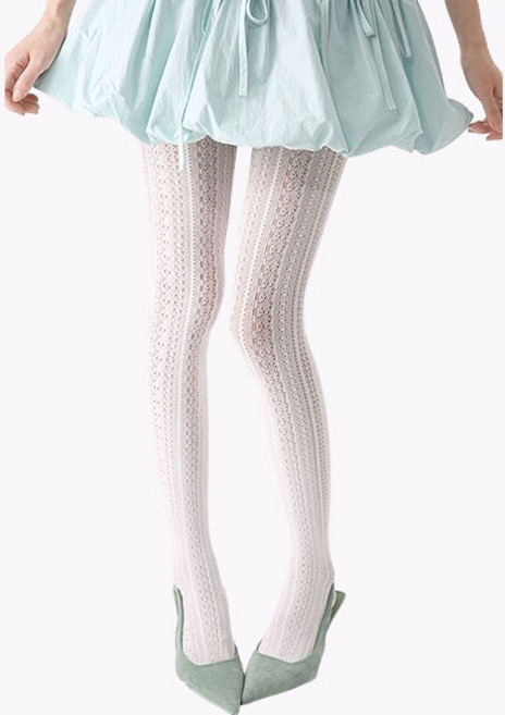 올웨이즈굿 여성 슬림핏 망사 시스루 타이즈 데일리 화이트 팬티 스타킹