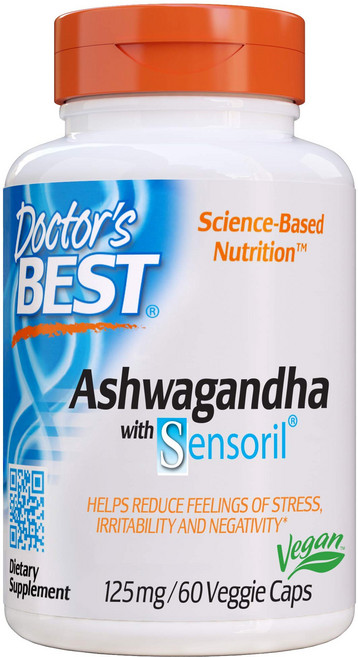 Doctor's Best Ashwagandha Sensori 125mg 아슈와간다 60캡슐, 60 Count (Pack of 1), 1개, 60정