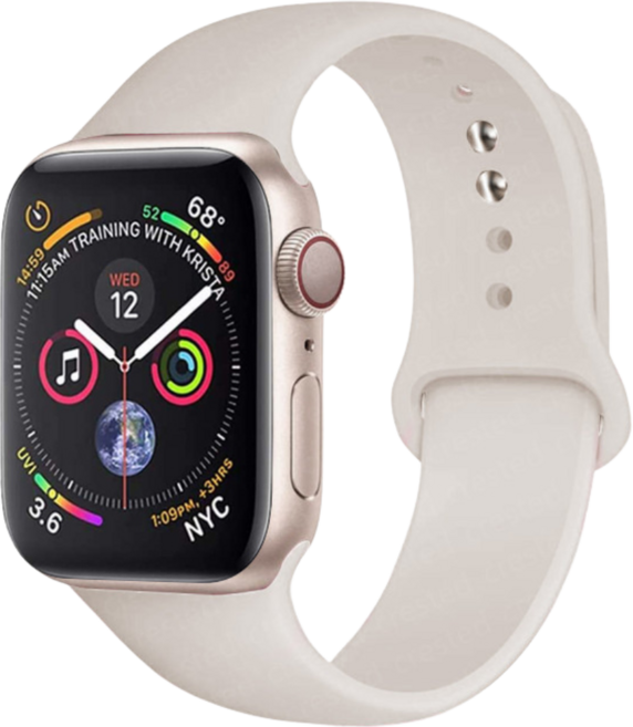 밴드톡 애플워치 호환 실리콘 원버튼 스포츠 스트랩 소프트 밴드 애플워치 스트랩(11 10 9 8 7 6 5 4 3 2 SE2/3 Ultra2/3), 스타라이트, 1개