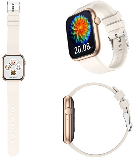 智慧型手錶 通話運動手錶 超長待機 訊息提醒 藍芽連接 適用於蘋果/安卓, 米色