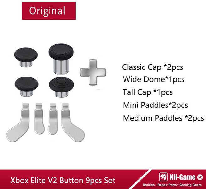 시리즈 컨트롤러용 아날로그 범퍼 금속 스틱 세트 버튼 썸스틱 D패드 스탠드 그립, 9 Piece Set White, 1개