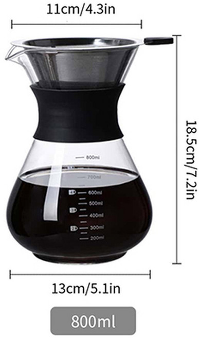 스테인레스 스틸 커피 필터 브루어 드리퍼 메이커 열 절연, 800ml 27oz, 1개