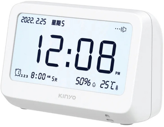 KINYO 萬年曆LCD電子鐘 TD-396, 迷你萬年曆LCD電子鐘TD-396, White