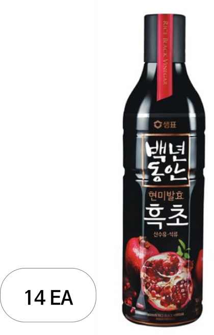 샘표 백년동안 현미발효 흑초 산수유 석류, 900ml, 14개