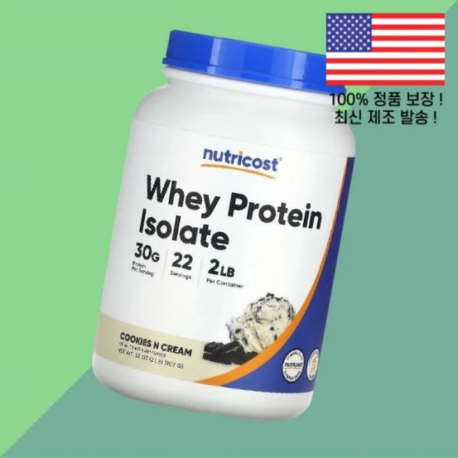 뉴트리코스트 분리 유청 단백 웨이 아이솔레이트 프로틴 쿠키 앤 크림 2파운드 907g Nutricost Whey Protein Isolate Cookies N Cream 2lb - 쿠팡