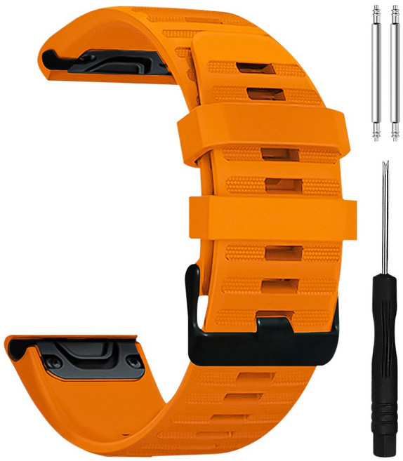 더조은셀러 퀵핏 실리콘 스트랩 20mm 22mm 분리연장 봉 변경 가민 호환 포러너 피닉스 에픽스 어프로치 인스팅트 디센트 비보 액티브 베뉴, 1개, 오렌지