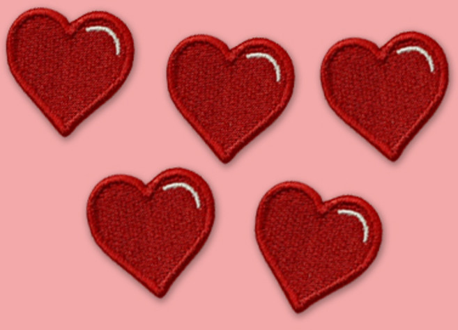 다리미로 붙이는 하트 미니 와펜 열접착 자수 패치 3 x 2.9cm 5개입