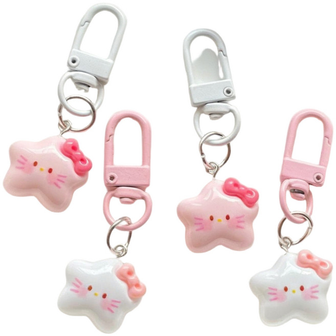 번블랙 캐릭터 미니 키링 헬로키티 키티 치과 치아 이빨 굿즈 휴대폰 에어팟 버즈 가방 우정 단체선물, 1세트, 스타키티 4종