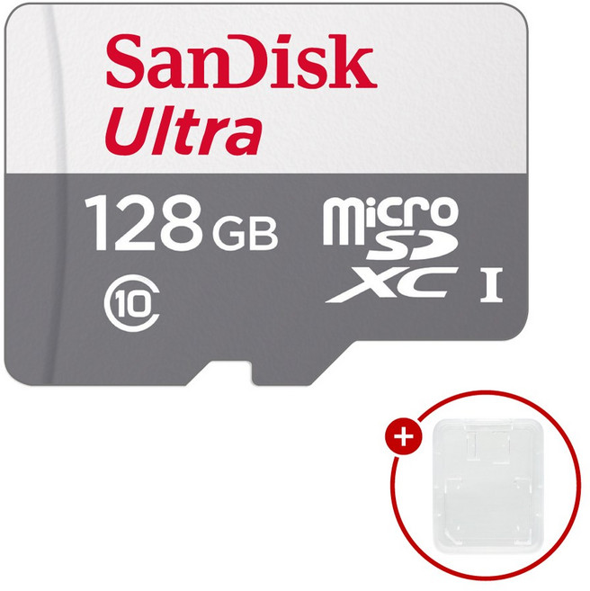 샌디스크 마이크로SD카드 울트라 SDSQUNR + SD카드 케이스, 1개, 128GB