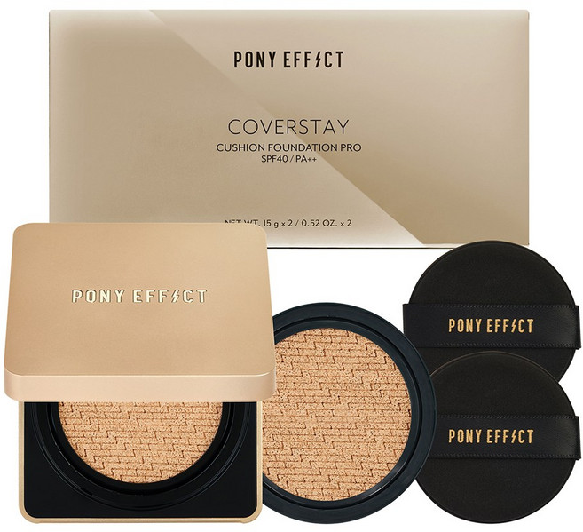 포니이펙트 커버스테이 쿠션 파운데이션 PRO 본품 15g + 리필 15g 세트, 내추럴 아이보리, 1개