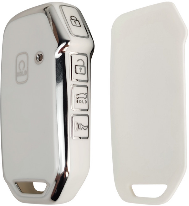 MODACE 기아 자동차키 TPU 소프트젤 보호 케이스 5버튼, 버튼-실버 화이트