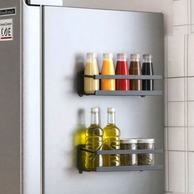 벨시온 냉장고 세탁기 틈새 선반 강력한 자석 다용도 선반, 1개, 다크 그레이