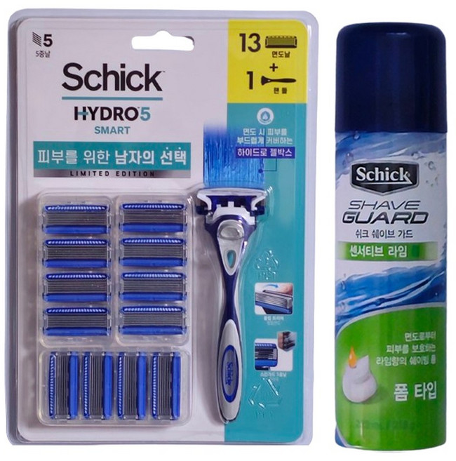 쉬크 하이드로5 스마트 기획 면도날 13입+핸들1+면도크림, 13개입, 1개