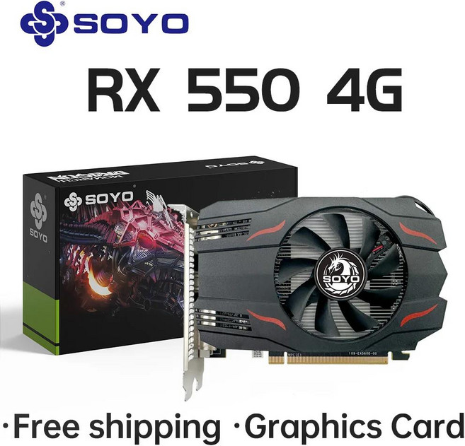 [누리사진관]SOYO AMD 라데온 RX550 4GB GPU GDDR5 14nm 데스크탑 PC 게임용 비디오 그래픽 카드 128비트 R, 한개옵션2, 한개옵션1, 01 RX550 4G