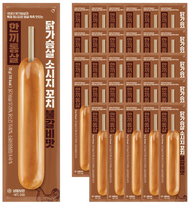 한끼통살 닭가슴살 소시지 꼬치 불갈비맛 30개입, 30개, 70g