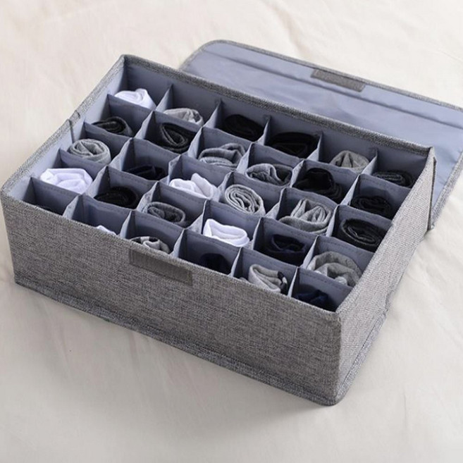 고급 패브릭수납함 리빙박스 07.칸칸이 패브릭정리함, 그레이, 1개