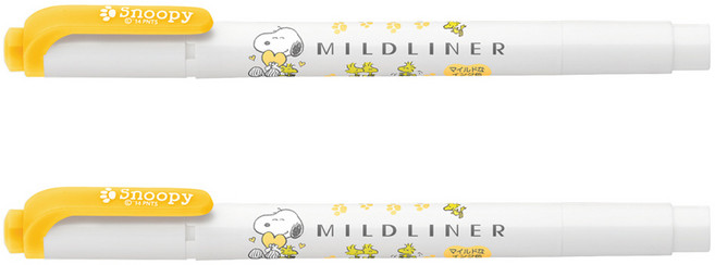 제브라 마일드라이너 한정판 형광펜, 2개, 골드 (마일드 스누피)