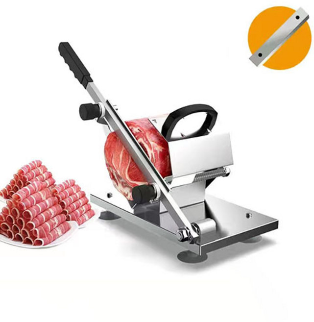 육절기 냉동 고기 절단기 가정용 소형 슬라이서 작두형+예비날, 은색, 1개