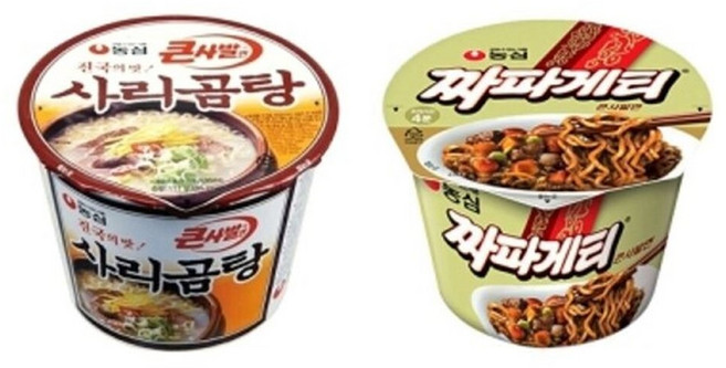 농심 사리곰탕 큰사발x6컵+짜파게티 큰사발x6컵/컵라면/캠핑/야영/여행/낚시/등산/어린이/초등/간식/가정, 12개