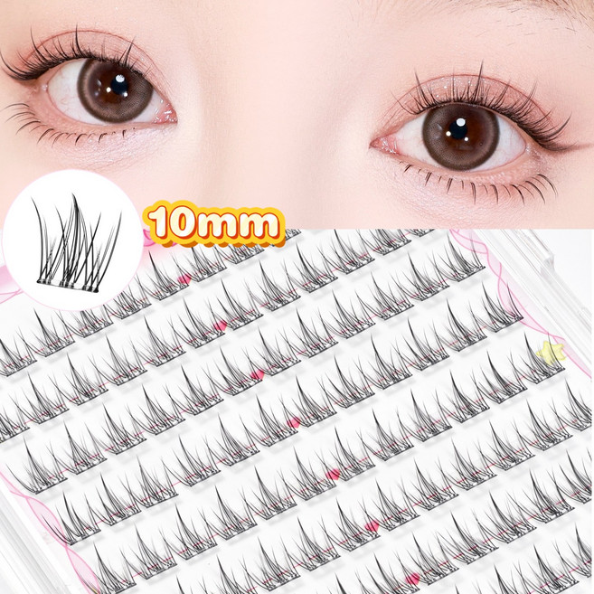 Atopos 노글루 인조 속눈썹 4in1 V형+A형 10mm 포인트 연장 아이래쉬 10줄 대용량 120모, 1개, 블랙