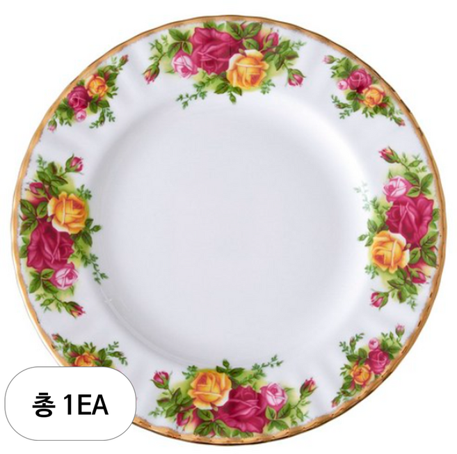 로얄알버트 황실장미 COUNTRY ROSE ROUND PLATE IOLCOR00102, 혼합색상, 1개