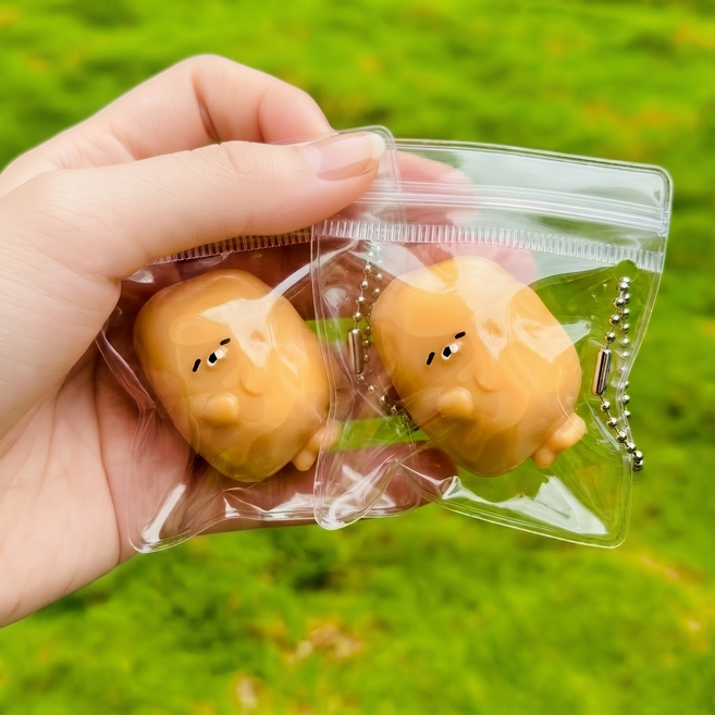 2개 말랑이 스퀴시 키링 피젯토이 스트레스볼 말랑이 장난감 촉감놀이 힐링 장난감, 10g, 감자물개
