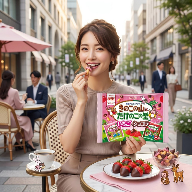 메이지 키노코노야마 타케노코노사토 죽순마을 버섯산 딸기 초콜릿렛 일본 92g5개10개, 92g, 5개