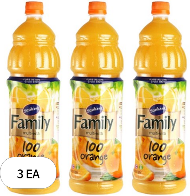 썬키스트 훼미리 멀티비타100 오렌지, 1.5L, 3개