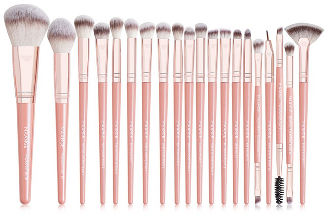 MAANGE 20피스 메이크업 브러시 세트 파운데이션 브러시 블러셔 브러시 및 아이섀도 브러시 등., 1개, Pink