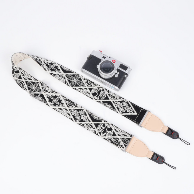 CHILL LIGHT 레트로 빈티지 카메라 스트랩 퀵 릴리스 원터치 탈착 크로스 숄더 네크 투웨이, 1개, 블랙