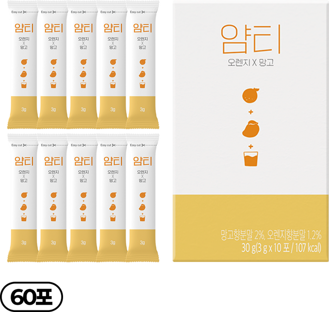 얌티 오렌지 망고, 3g, 10개입, 6개