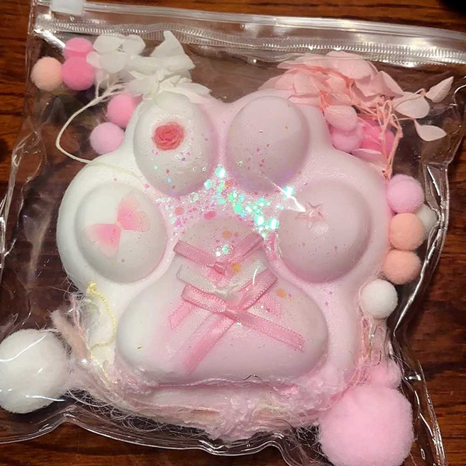 gig 푸푸스퀴시 고양이 귀여운 스트레스볼 대형, 1개, 달콤한 아기 물 240g