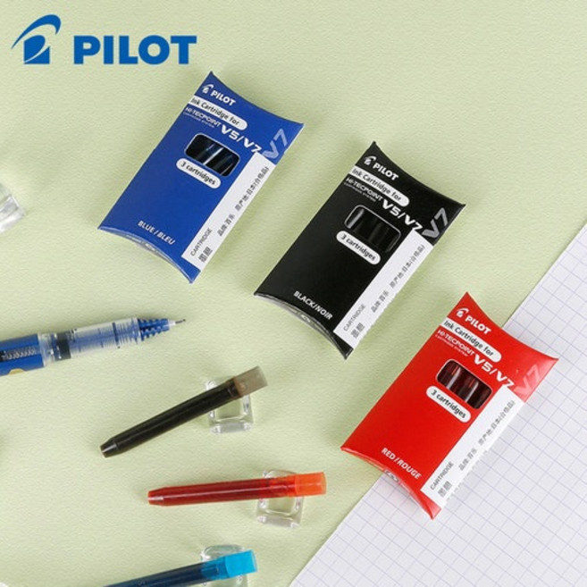 PILOT百樂 BXS-IC-S3 卡式V5鋼珠筆替換墨水管 書寫流暢、色彩鮮明、替換方便 適用於V5系列鋼珠筆, 紅, 1個