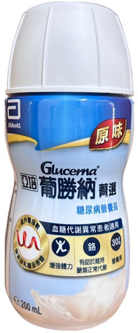 亞培 葡勝納 菁選 原味 糖尿病營養品, 24個, 200ml