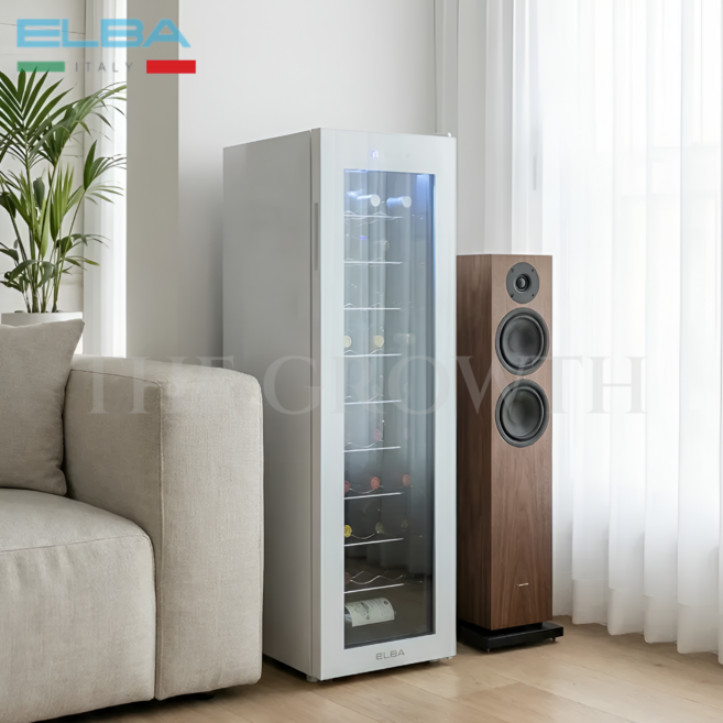 엘바 미니와인셀러 18병 미니와인냉장고 화이트 슬림형 저장고 가정용 소형 집들이선물 홈바, 블랙