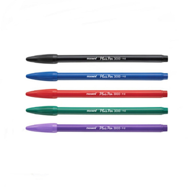 모나미 프러스펜 3000 단색(12자루) 흑 적 청 녹 보(수성펜), 적색